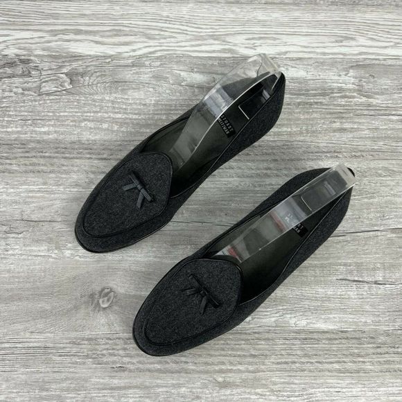 Stuart Weitzman Gray Loafer Tortoise Trim Size 5.5 Slip-On Designer Shoes Flats - Picture 4 of 9